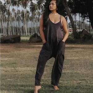 Free People Hot Shot Onesie in Washed Black